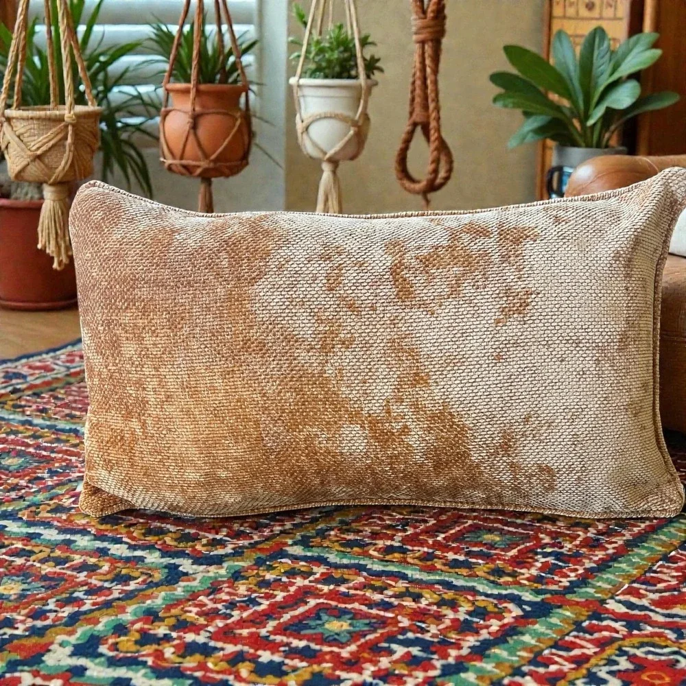 Callisto Home Designer Velvet Lumbar Throw Pillow‎ Neutral Modern Luxury Decor